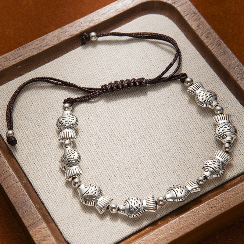 ELODIE | FISH & SILVER BEAD CORD BRACELET