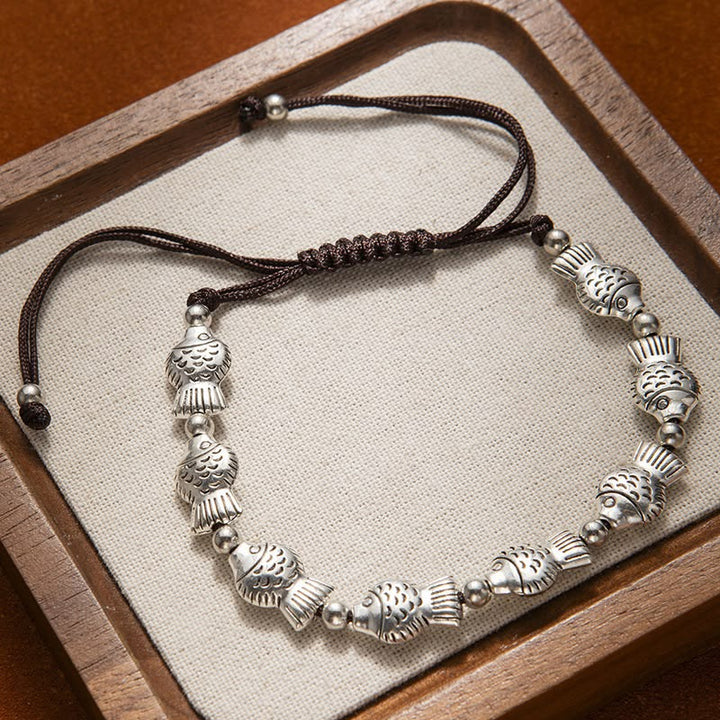 ELODIE | FISH & SILVER BEAD CORD BRACELET