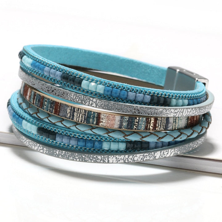 MARJORIE | TURQUOISE LEATHER WRAP BRACELET