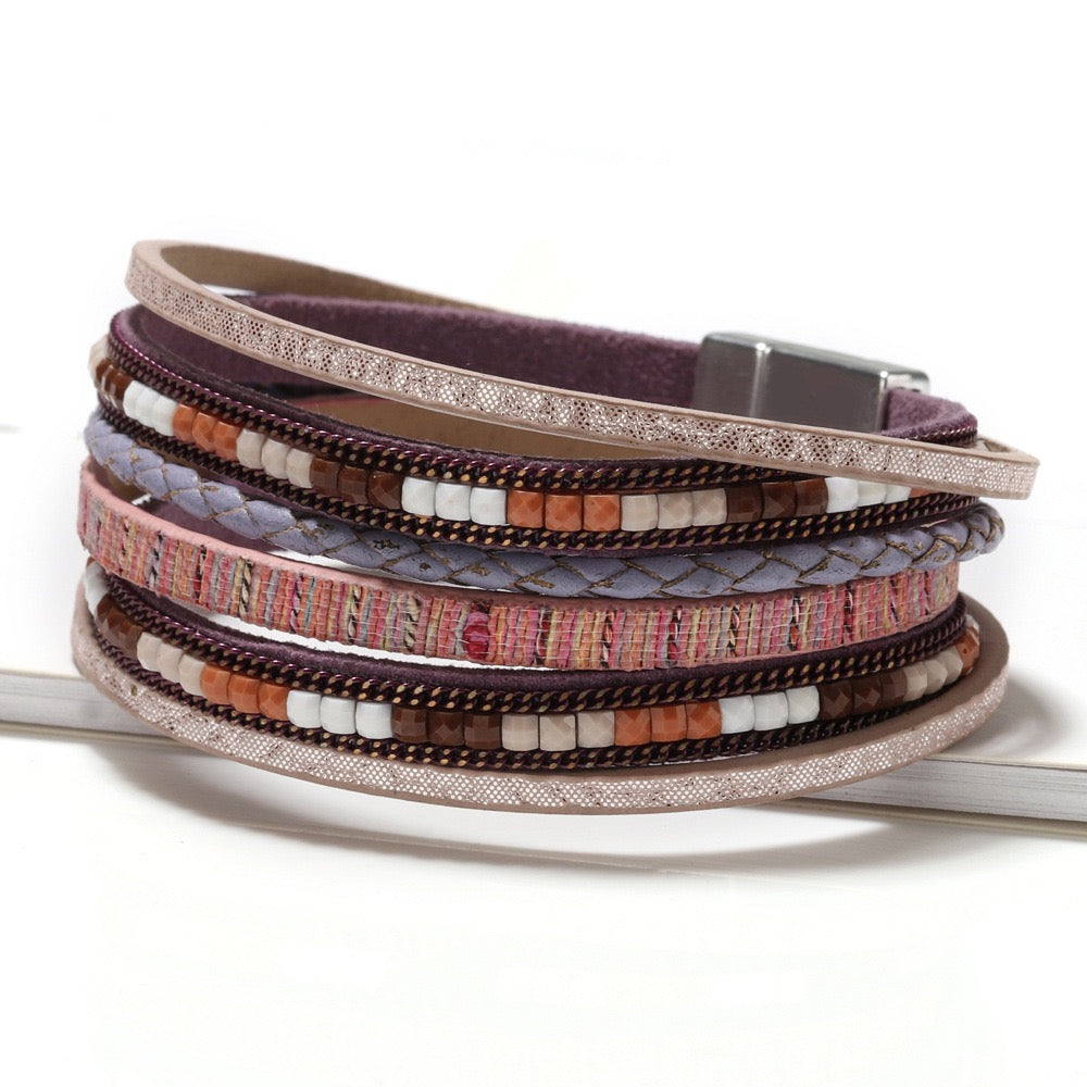 WINIFRED | MAUVE LEATHER WRAP BRACELET
