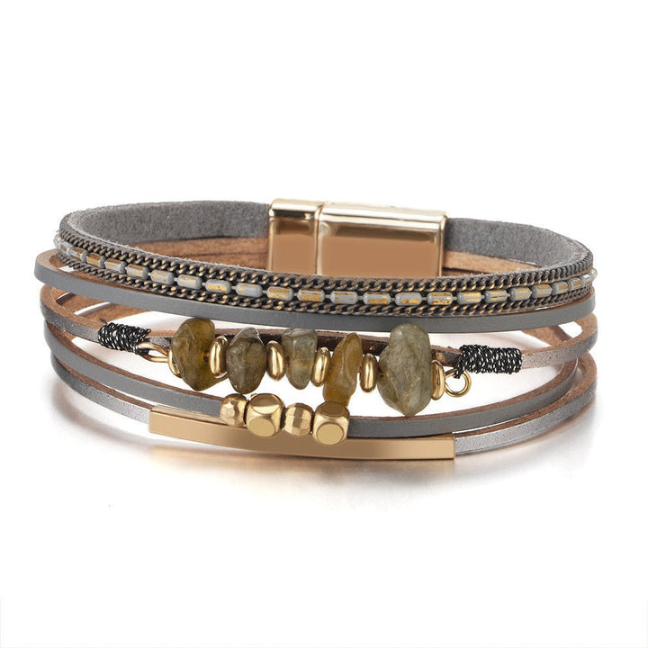 NORA | MOSS STONE CHIP LEATHER BRACELET