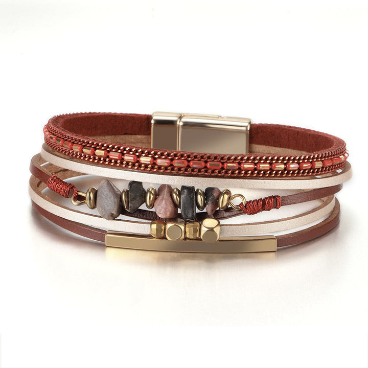 IRIS | RUST STONE CHIP LEATHER BRACELET
