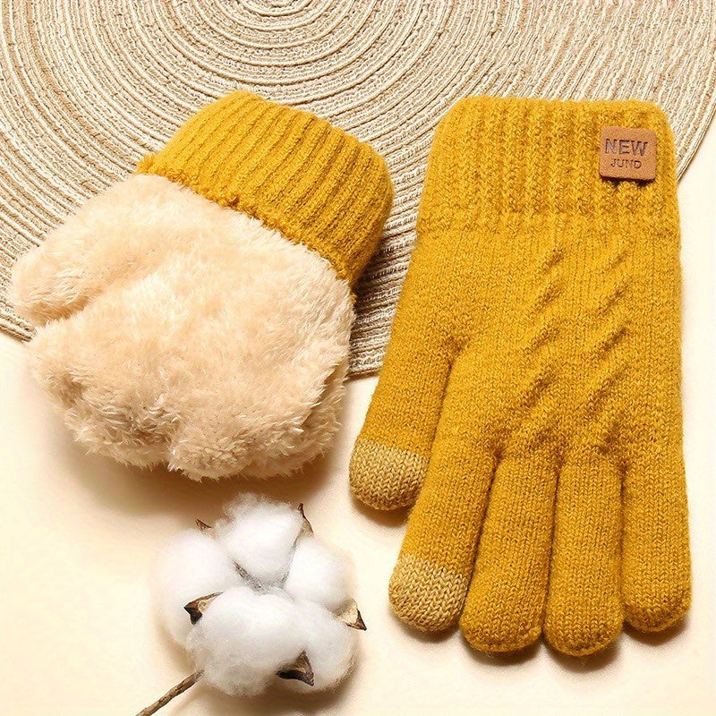 FLEECE-LINED KNIT GLOVES