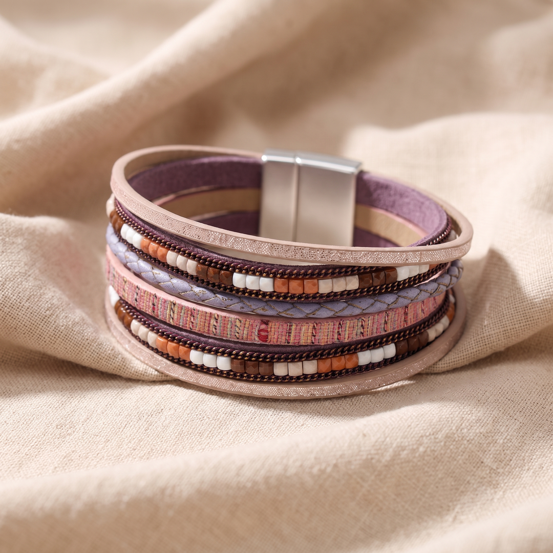 WINIFRED | MAUVE LEATHER WRAP BRACELET