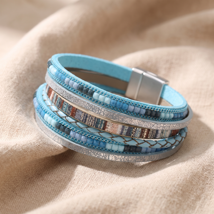 MARJORIE | TURQUOISE LEATHER WRAP BRACELET