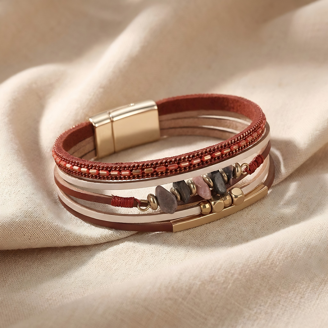 IRIS | RUST STONE CHIP LEATHER BRACELET