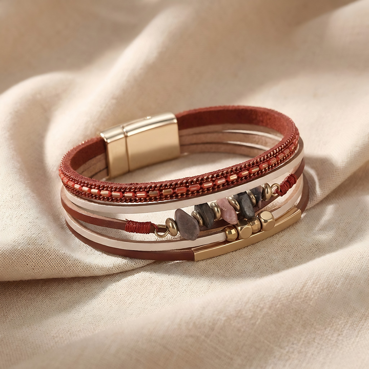 IRIS | RUST STONE CHIP LEATHER BRACELET