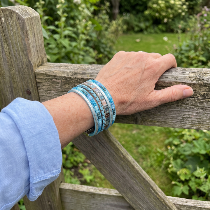 MARJORIE | TURQUOISE LEATHER WRAP BRACELET