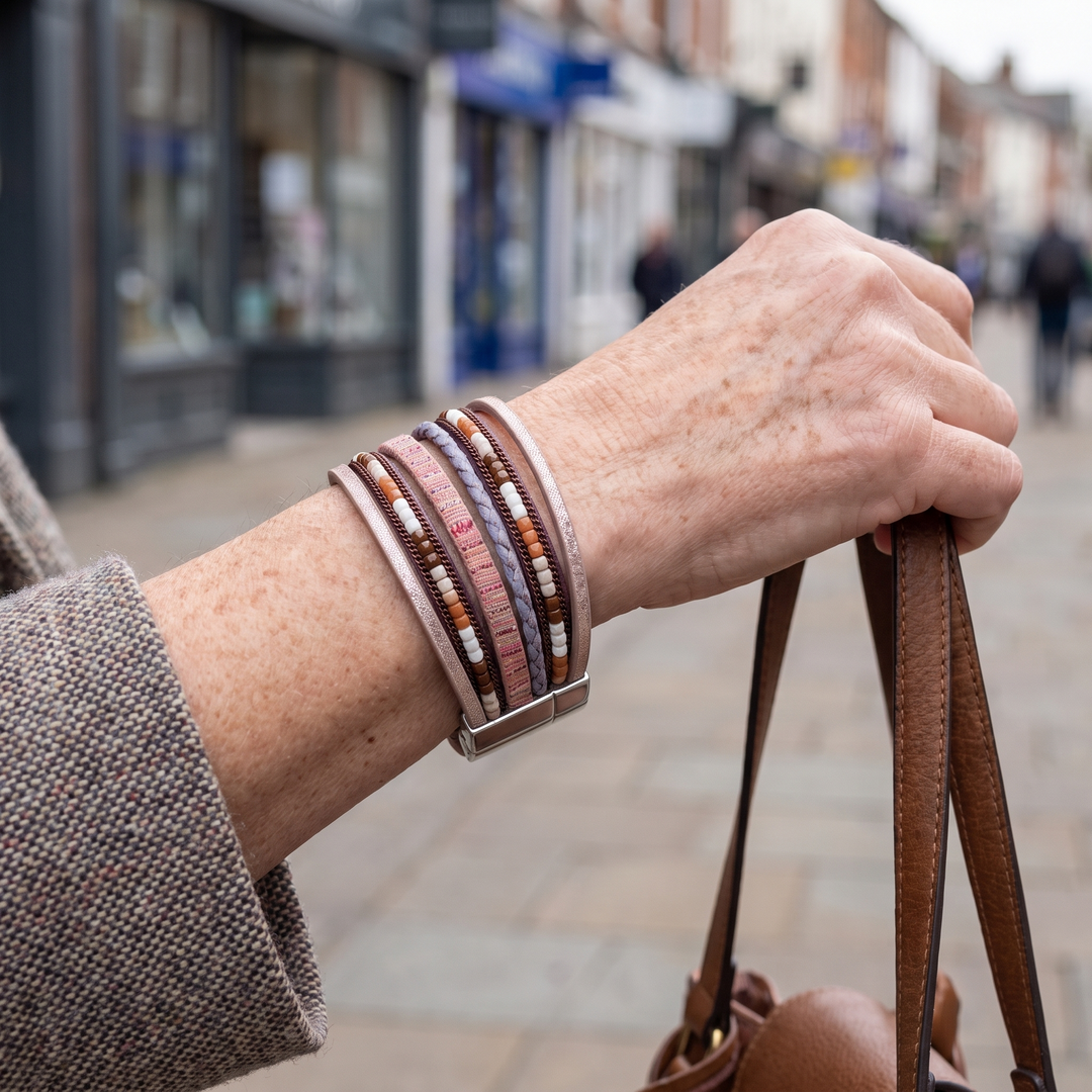 WINIFRED | MAUVE LEATHER WRAP BRACELET