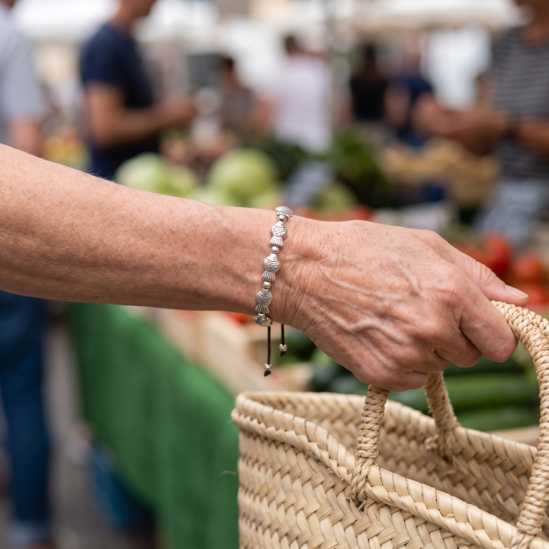 ELODIE | FISH & SILVER BEAD CORD BRACELET